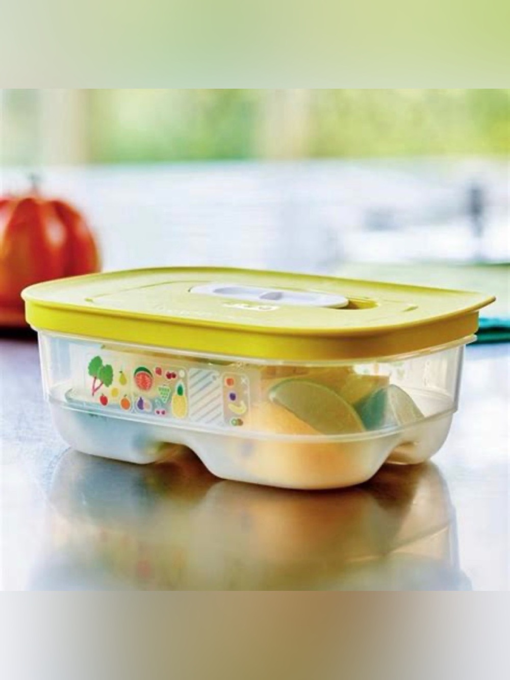 Tupperware Yellow Food Storage Container with Clear Base